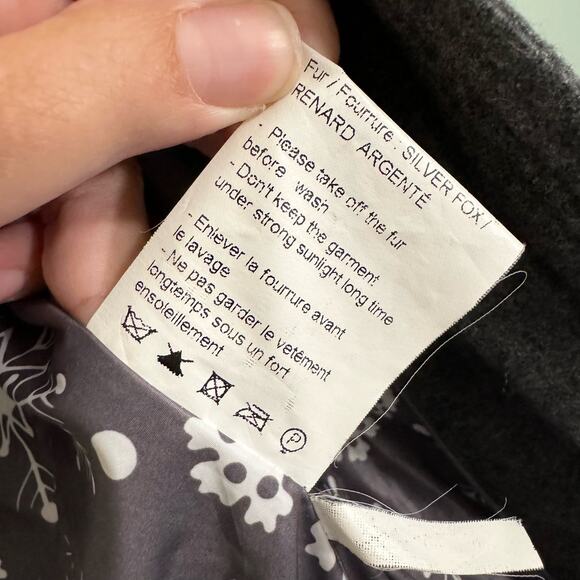 ARTURO Rouslana Puffer Jacket Womens Small Hoodie Wool Blend Down Feather Gray - Picture 6 of 13